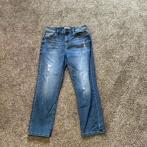 Studio Blue straight leg distressed ankle jeans; size 27